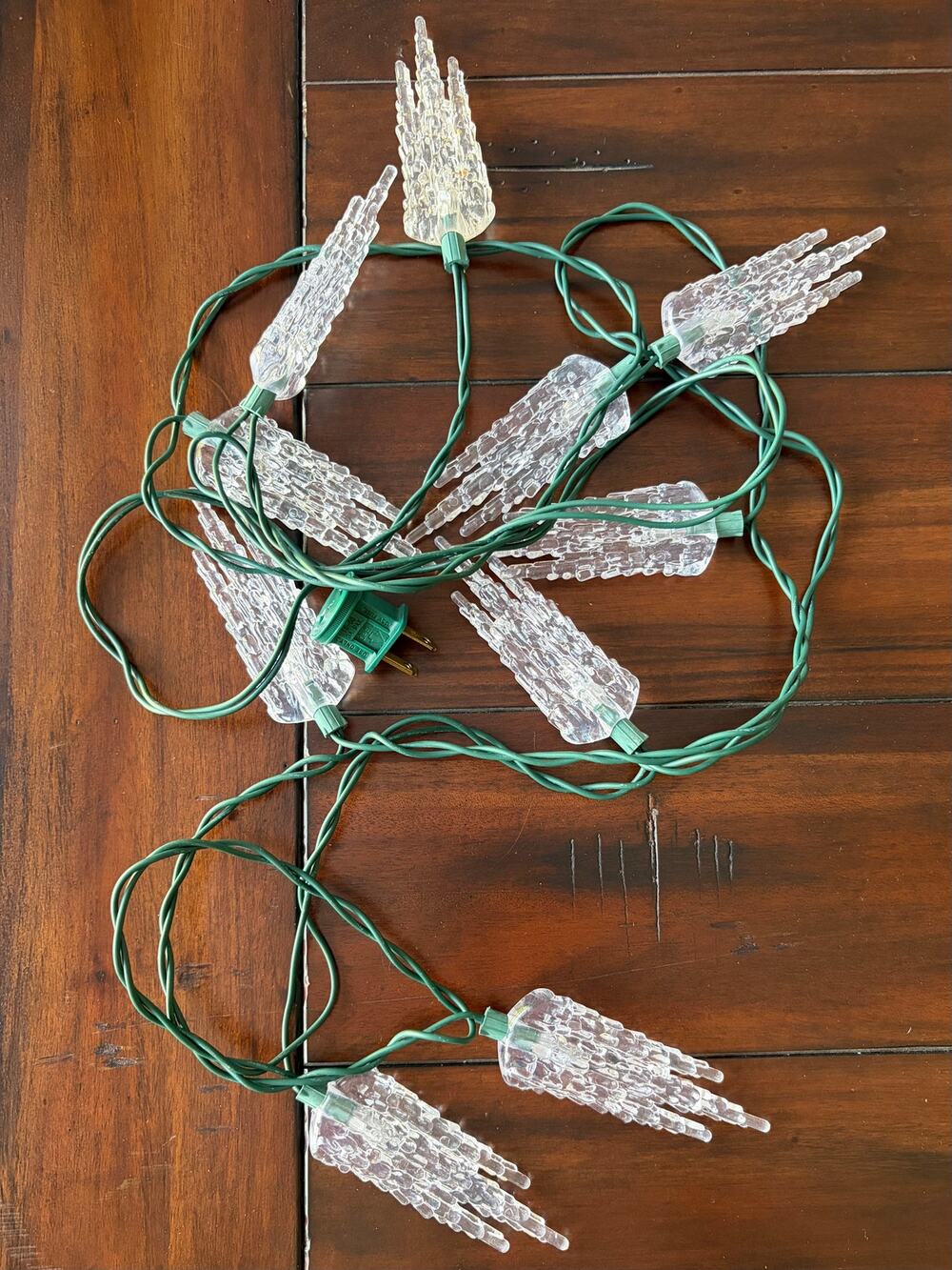 Vtg Silvestri 10 Lite Icicle Christmas Lights 10ft Strand Clear Tested Working